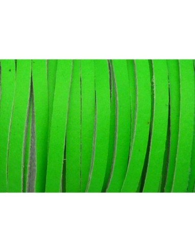Cordon cuir plat vert fluo en 3,5mm