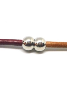 Fermoir aimanté pour cordon de 4mm en métal argenté 2 boules