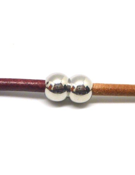 Fermoir aimanté pour cordon de 4mm en métal argenté 2 boules