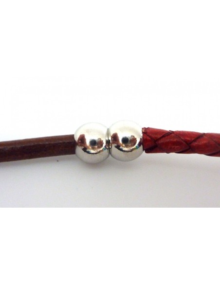 Fermoir aimanté en métal argenté pour cordon de 5mm