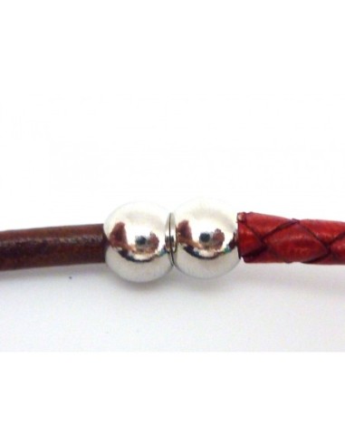 Fermoir aimanté en métal argenté pour cordon de 5mm