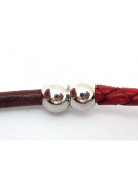 Fermoir aimanté en métal argenté pour cordon de 5mm