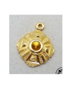 Pendentif carré filigrane Vintage 50's en métal doré brillant