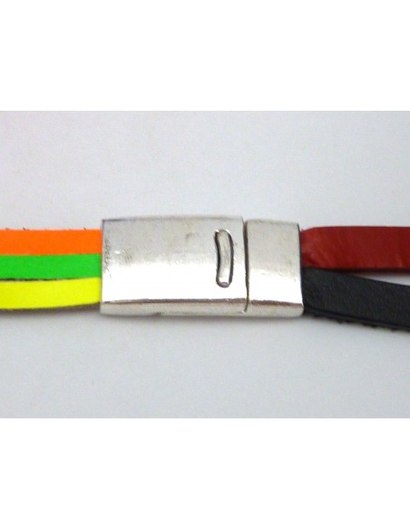 Fermoir aimanté en métal argenté lisse pour lanière de 10mm