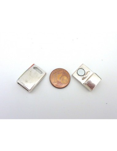 Fermoir aimanté en métal argenté lisse pour lanière de 10mm