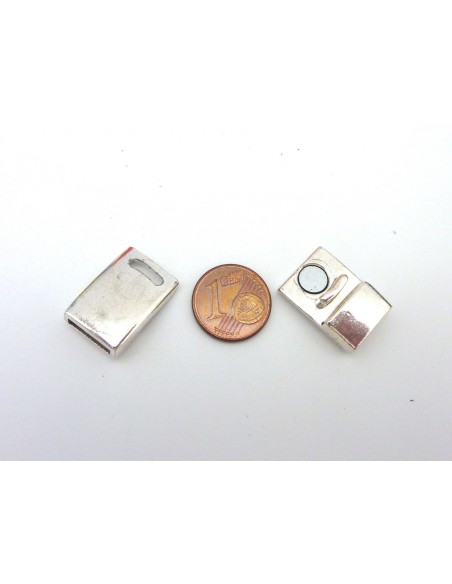 Fermoir aimanté en métal argenté lisse pour lanière de 10mm