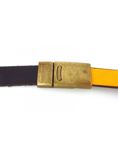 Fermoir aimanté rectangle 27,3mm en métal bronze pour lanière