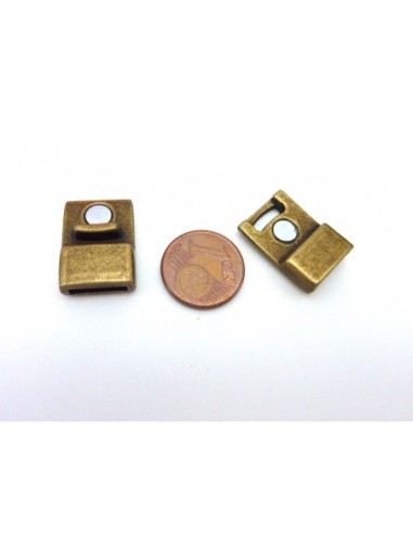 Fermoir aimanté rectangle 27,3mm en métal bronze pour lanière