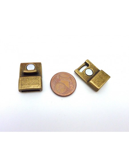 Fermoir aimanté rectangle 27,3mm en métal bronze pour lanière