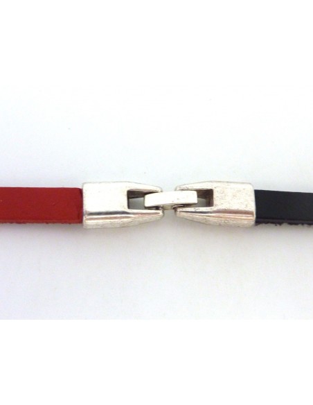 Fermoir clip métal argenté pour lanière de 6mm