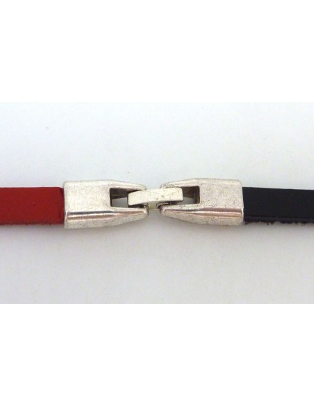 Fermoir clip métal argenté pour lanière cuir de 6mm