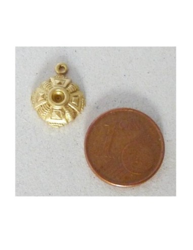 Pendentif carré filigrane Vintage 50's en métal doré brillant