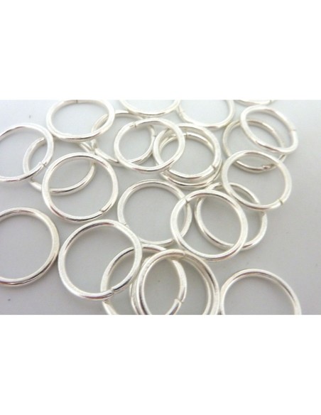 Anneaux de jonction 14mm en métal argenté brillant blanc épais