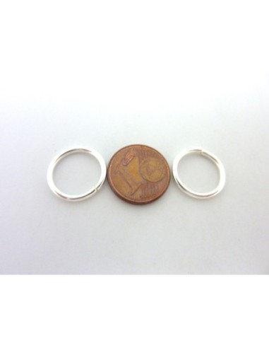 Anneaux ouverts résistant 14mm en métal argenté brillant blanc épais