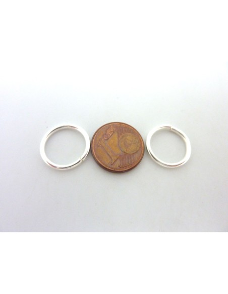 Anneaux ouverts résistant 14mm en métal argenté brillant blanc épais