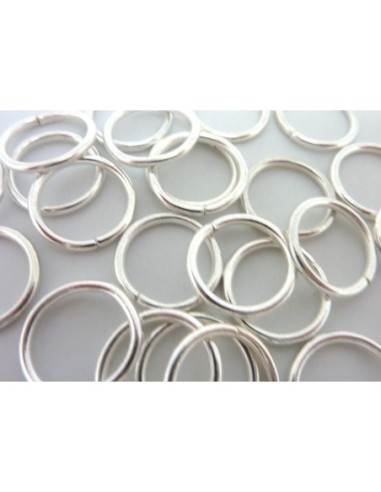 Anneaux brisés 14mm en métal argenté brillant blanc épais
