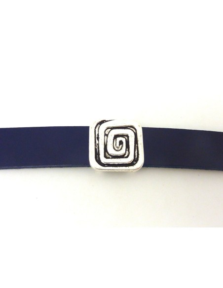 Perles passant métal argenté lanière 13mm Perles passant métal argenté lanière 13mm