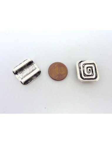 Perles poussoir argenté pour cuir style ethnique