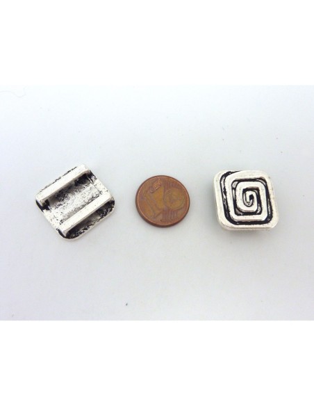 Perles poussoir argenté pour cuir style ethnique Perles poussoir argenté pour cuir style ethnique