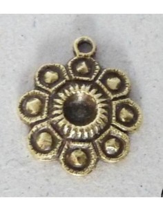 Pendentif fleur filigrane Vintage 50's en laiton doré