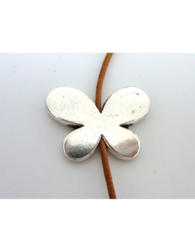 Grande Perle fleur, papillon 21,7mm en métal argenté