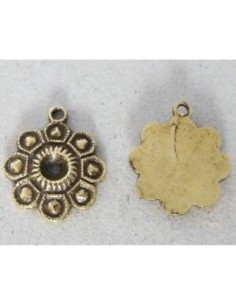 Pendentif fleur filigrane Vintage 50's en laiton doré 2