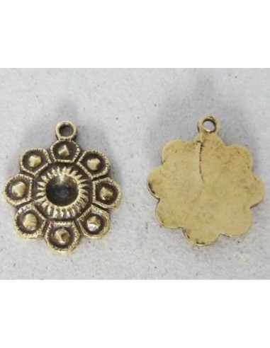 Pendentif fleur filigrane Vintage 50's en laiton doré