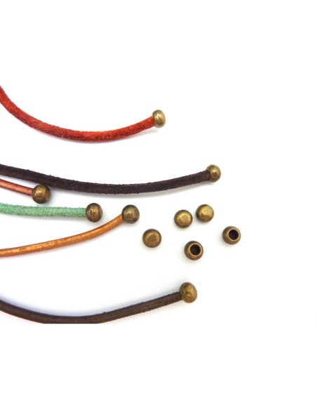 25 Perles embout de finition pour cordon de 3mm en métal de couleur