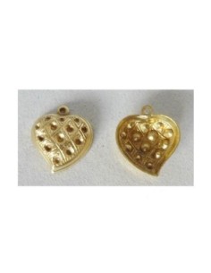 Pendentif coeur filigrane Vintage 50's en laiton doré 2
