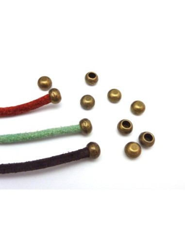25 Perles embout de finition pour cordon de 3mm en métal de couleur