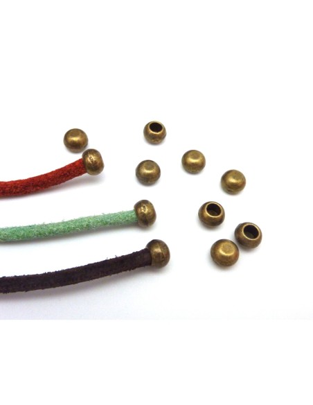25 Perles embout de finition pour cordon de 3mm en métal de couleur