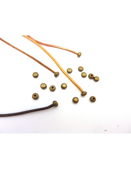 25 Perles embout de finition pour cordon de 1,5mm en métal de couleur bronze
