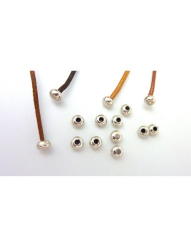 25 Perles embout de finition pour cordon de 1,5mm en métal argenté