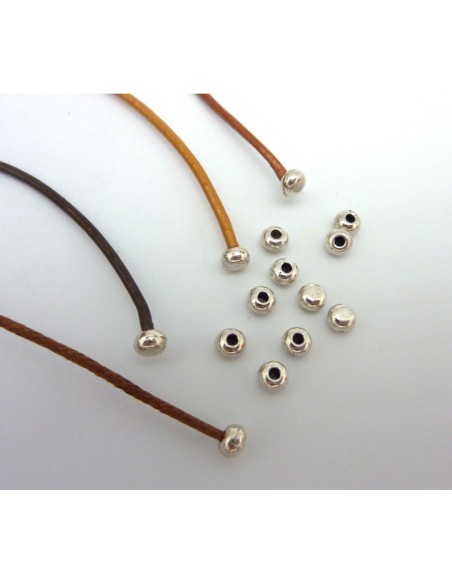 25 Perles embout de finition pour cordon de 1,5mm en métal argenté
