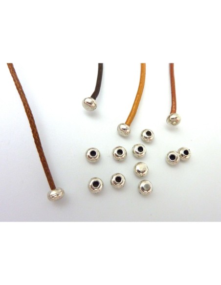 50 Perles embout de finition pour cordon de 1,5mm en métal argenté