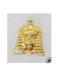 Pendentif Pharaon Vintage 50's en métal doré brillant