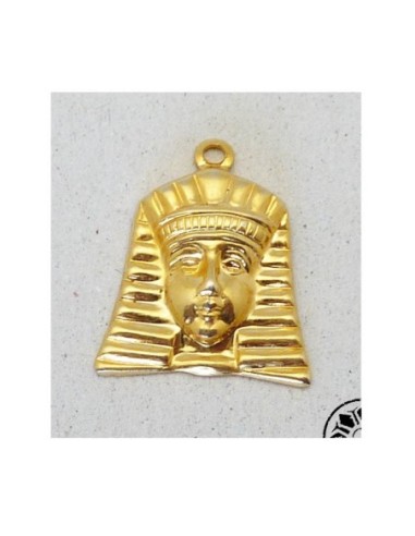 Pendentif Pharaon Vintage 50's en métal doré brillant