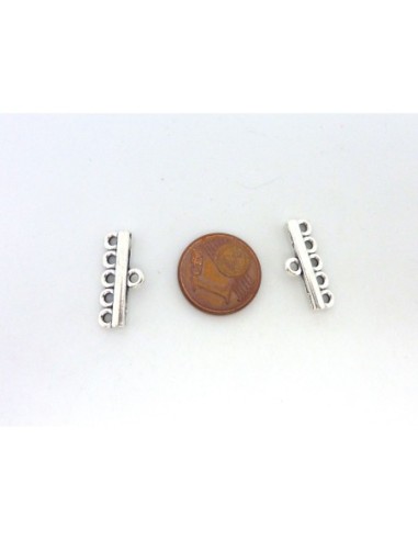 Embout 5 rangs pour cordon ou  fil, argenté en métal