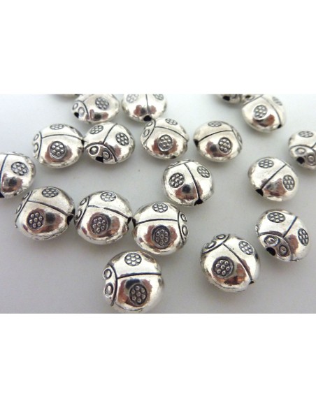 perle coccinelle en métal argenté