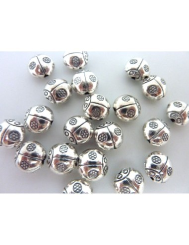 perle coccinelle en métal argenté