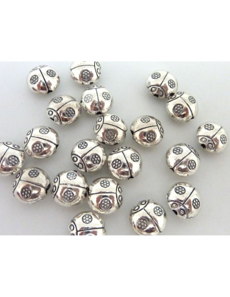 perle coccinelle en métal argenté