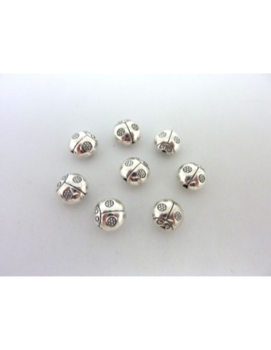 perle coccinelle en métal argenté