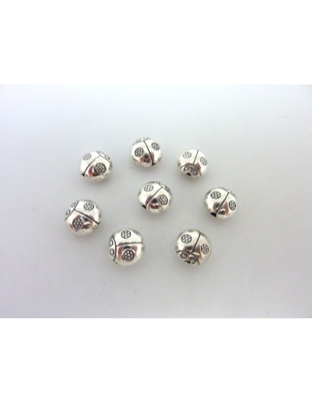 perle coccinelle en métal argenté