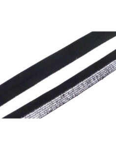 Ruban élastique argenté et noir 15mm