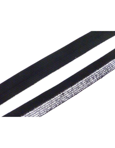 Ruban élastique argenté et noir 15mm