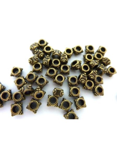 Perle fine bronze travaillé style ethnique 5mm en métal