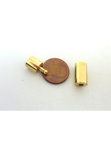 Fermoir tige doré pour cordon cuir 6mm