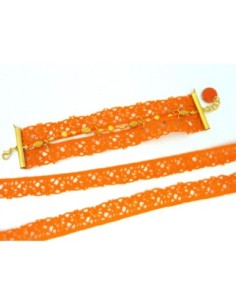 Galon coton dentelle de couleur orange