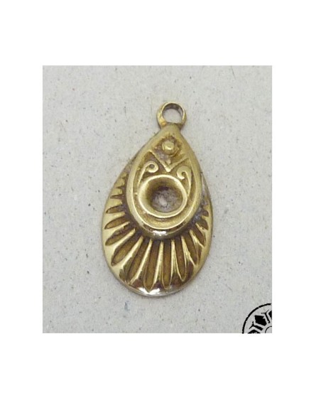 Pendentif goutte Vintage 50's en laiton doré vieilli