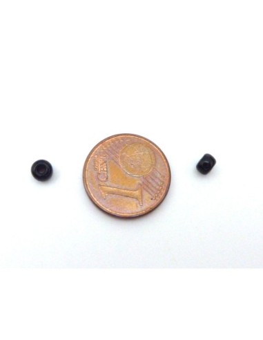 Perles de rocaille noire 3,5mm en verre pour confection bijoux